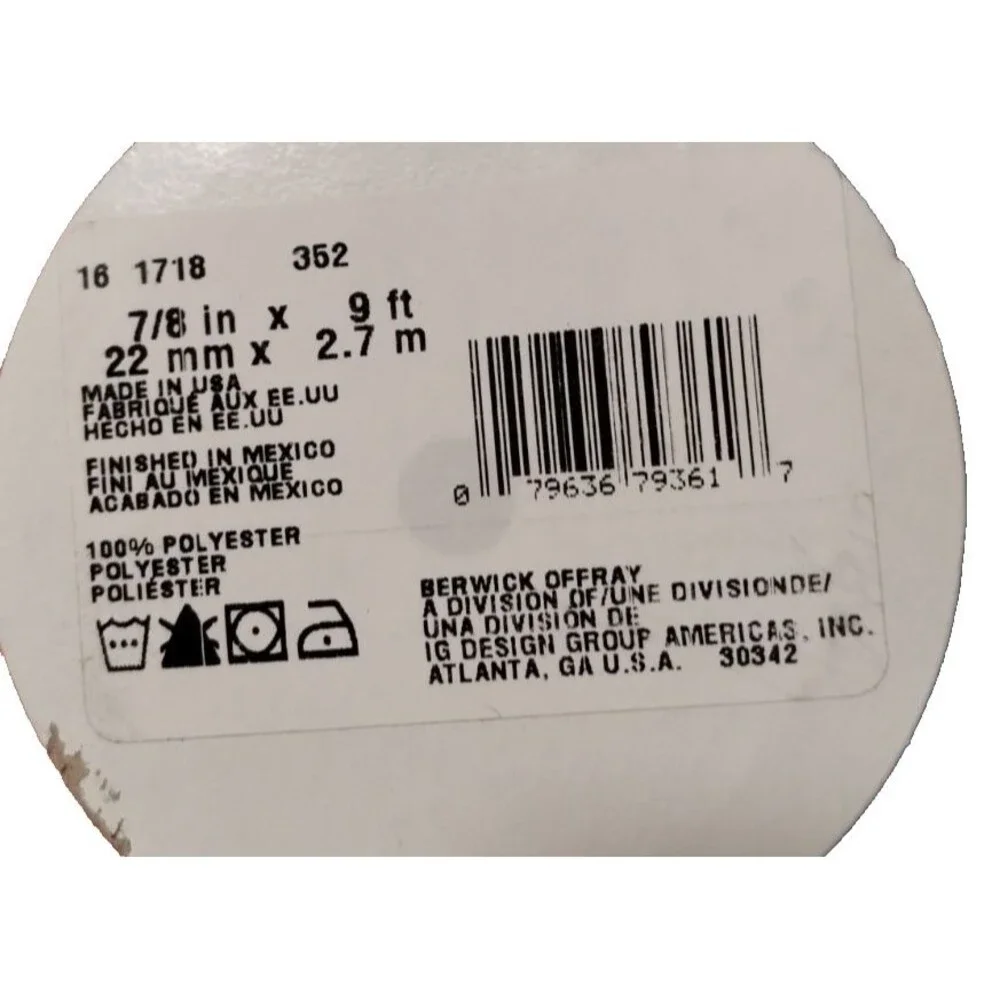 Berwick Offray Grosgrain Polyester Ribbon, 7/8